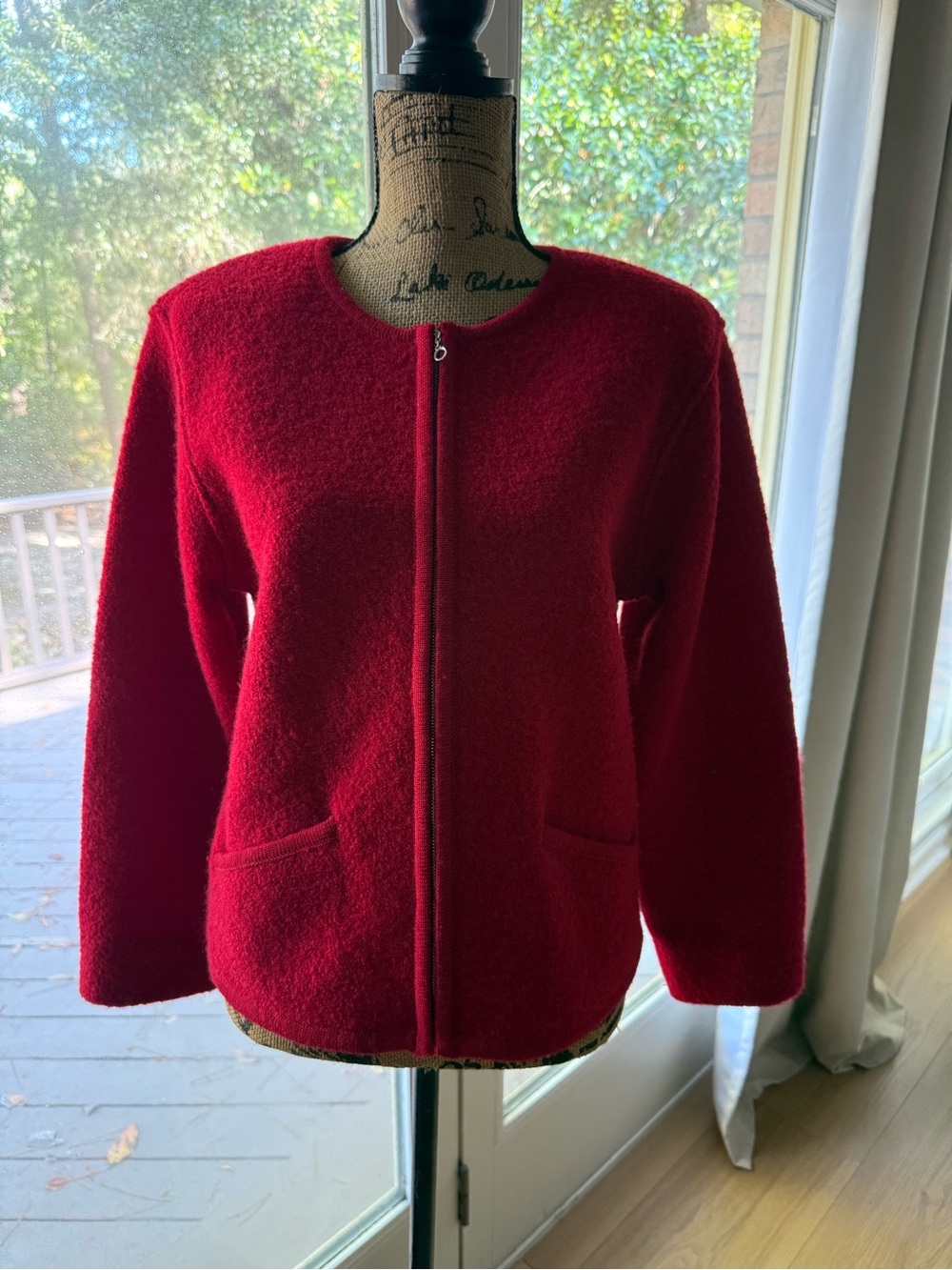 Talbots Vintage Red Teddy Zip Jacket 100% wool